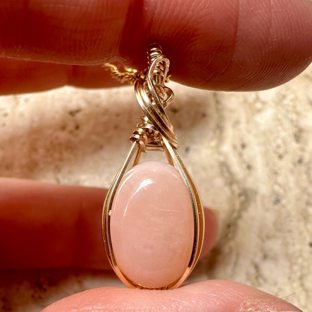 14k Gold Filled Pink Opal Necklace Pendant